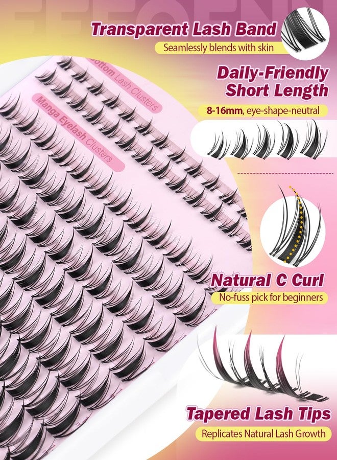 Eefofnn Manga Lash Clusters Kit Fairy Cluster Eyelash Extensions with Bottom Lashes Wispy Eyelash Clusters Kit Spiky Cluster Lashes 8-16mm DIY Lash Extension Kit with Lash Bond and Seal Tweeters by Eefofnn - Image 5